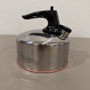 Revere Ware Small Copper Bottom 1 QT Quart Whistling Tea Kettle Pot Paul Revere